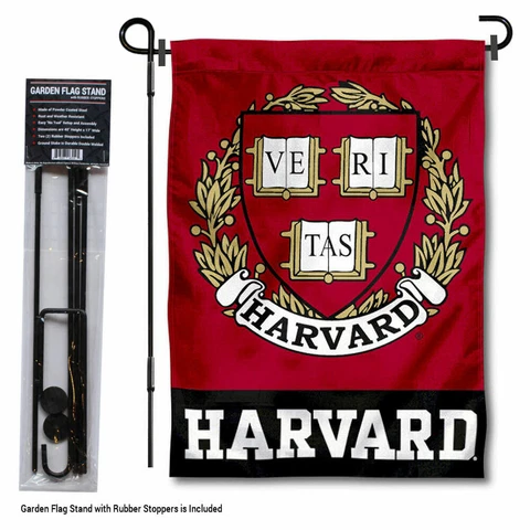 Harvard Crimson Coat of Arms Garden Flag and Yard Stand Included Cover