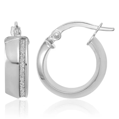 14K Solid White Gold Small Hoop Earrings - Image 1 of 4