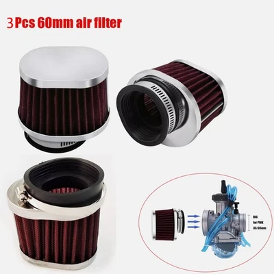3Pcs 60mm Motorcycle High Flow Air Filter For Motocross Scooter Air Pods Cleaner - Image 1 of 4