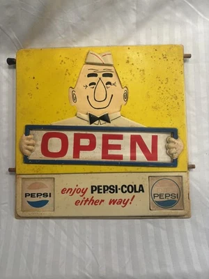 Винтажный роликовый знак Pepsi-Cola открытый/закрытый - Изображение 1 из 4
