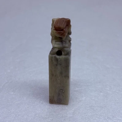 Винтажная китайская мини-печать 1970-х с нефритовым камнем штамп резной корм собака 2 дюйма художественный декор 1 - Изображение 1 из 4