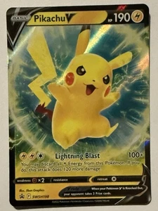 Pokemon TCG - Pikachu V SWSH198 JUMBO Oversize Black Star Promo Card M/NM - Picture 1 of 3