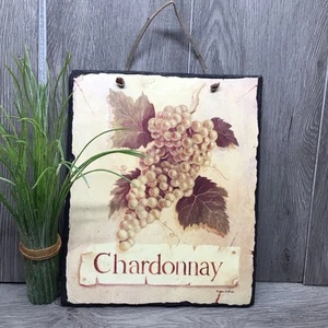 Evergreen Ent.  Chardonnay Wine Slate Wall Hanging Large 12" x 10" Heavy Decor - Picture 1 of 7