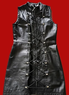 Sexy Lederkleid Kleid Minikleid mit Schnürung, schwarz, Gr. L (38) - neu - Bild 1 von 2