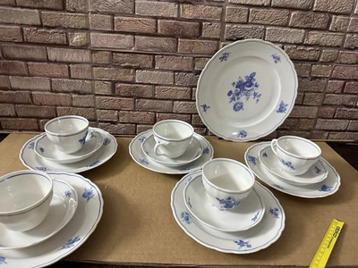 Bavaria blaue Rose Motiv Kaffeetasse Tasse Porzellan  Alt Antik 5 Personen 16tlg - Bild 1 von 4