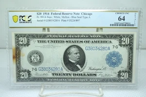1914 $20 Federal Reserve Note Chicago Fr#991A PCGS 64 Detail #4280 - Picture 1 of 2