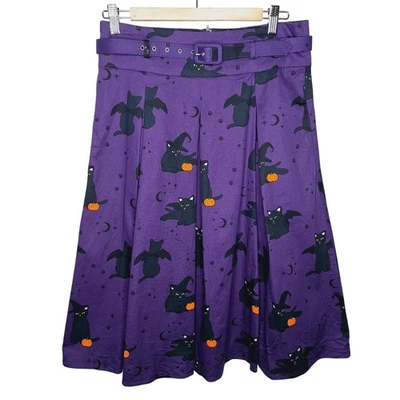 Modcloth x Collectif Halloween Cats-Only Costume Party Swing Skirt Medium Retro - Image 1 of 4