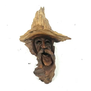 Arte popular gnomo tallado en madera original firmado 1984 vintage - Imagen 1 de 8
