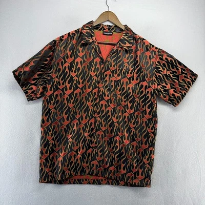 Vintage ODO Flames Shirt men's Large Black All Over Jesse Pinkman Skater Grunge Foto 1 de 4