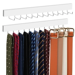 2 Pack Wodden Tie Hanger Wall Mounted, Space Saving Belt Organizer for Man wi... - Picture 1 of 6