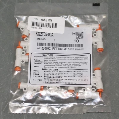 (10) SMC Union Tee KQ2T05-00A, 3/16" x 3/16" x 3/16", Push to Connect, Plastic - Image 1 of 4