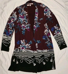 Susan Graver 2 Piece XL Tank Cardigan Floral Rope - Picture 1 of 5