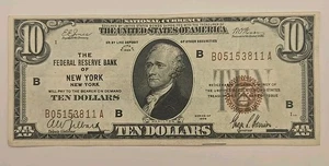 1929 $10 New York, New York Federal Reserve Bank National Currency - Picture 1 of 10