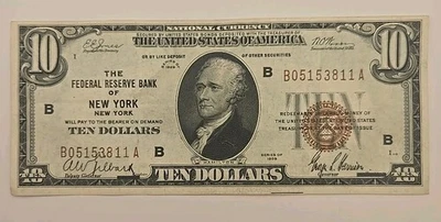 1929 $10 New York, New York Federal Reserve Bank National Currency - Image 1 of 4