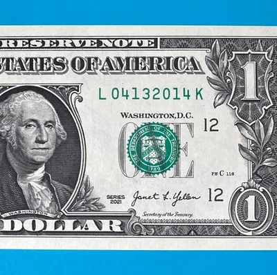 April 13, 2014 (L 04132014 K) BIRTHDAY ANNIVERSARY $1 One Dollar Bill *UNC* - Image 1 of 4