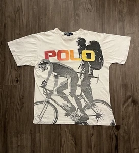 Polo Ralph Lauren 1992 Escursione e Bici Climb Dan Dave T Shirt Taglia Media - Foto 1 di 15