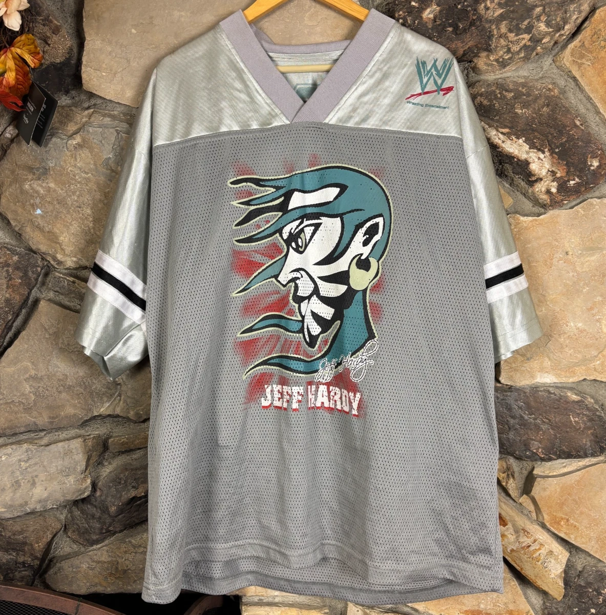 Vintage Y2K WWE Jeff Hardy 00 Football Jersey Tee Sz XL Hardy Boyz