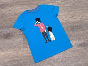 EUC Mini Boden size 11-12 palace guard dog t-shirt boy girl teal blue applique - Picture 1 of 6