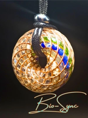 Phi Torus "Stellar Convergence" Vortex Energy Pendant, Copper, .999 Silver Lapis - Image 1 of 3