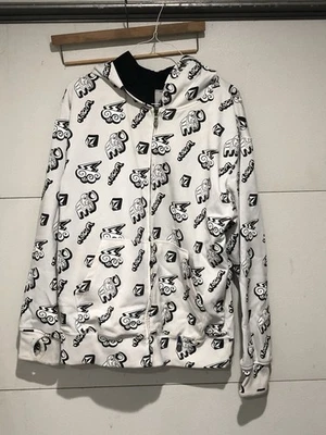 Chaqueta con Capucha Volcom Y2K Para Hombre Grande Cremallera Completa, Estampada, Negra/Blanca Foto 1 de 3