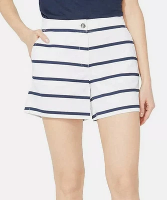 Pantalones Cortos Para Mujer Nautica Algodón Elástico Sarga Rayas Blanco/Azul Marino Talla 8 Nuevos con Etiquetas Foto 1 de 4