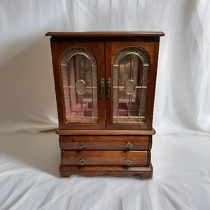 Armario de madera vintage de 15" de alto espejo 2 cajones puertas carruseles. - Imagen 1 de 5