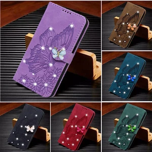 For Xiaomi Redmi Note 10S 9Pro 8 9T Leather Wallet With Diamond Bling Phone Case - Picture 1 of 18