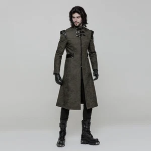 PUNK RAVE THE SMOG MEN'S COAT JAS DARK GREEN GOTHIC PUNK ROCK WY-854 NEW - Picture 1 of 12