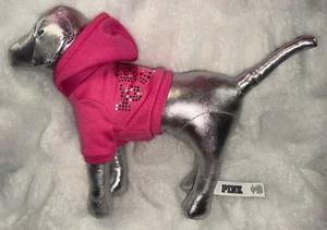 Felpa con cappuccio Victoria's Secret rosa 9"x 12,5" Bling argento mini cane cucciolo Carmine Rose - Foto 1 di 12