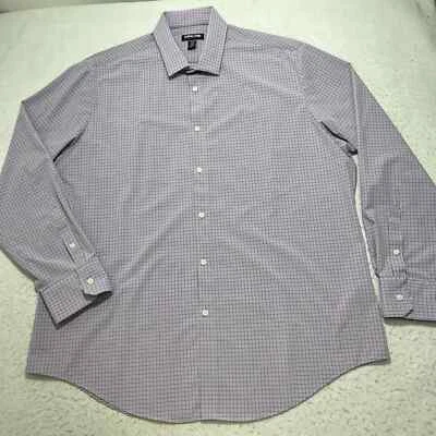 Kirkland Signature Performance Men's XXL Button Up Shirt Purple Grid Striped - Image 1 of 4