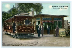 Trolley Waiting Station Thompsonville CT - Eisenbahn Eisenbahn Personen Werbung - Bild 1 von 2
