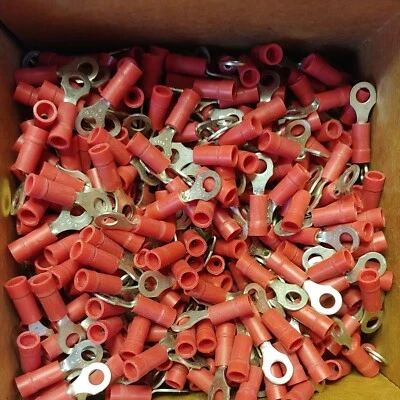 (1000)  RA876 Sta-kon Ring Insul Vinyl Terminal Connector 22-16 AWG #8 Bolt T&B - Image 1 of 4