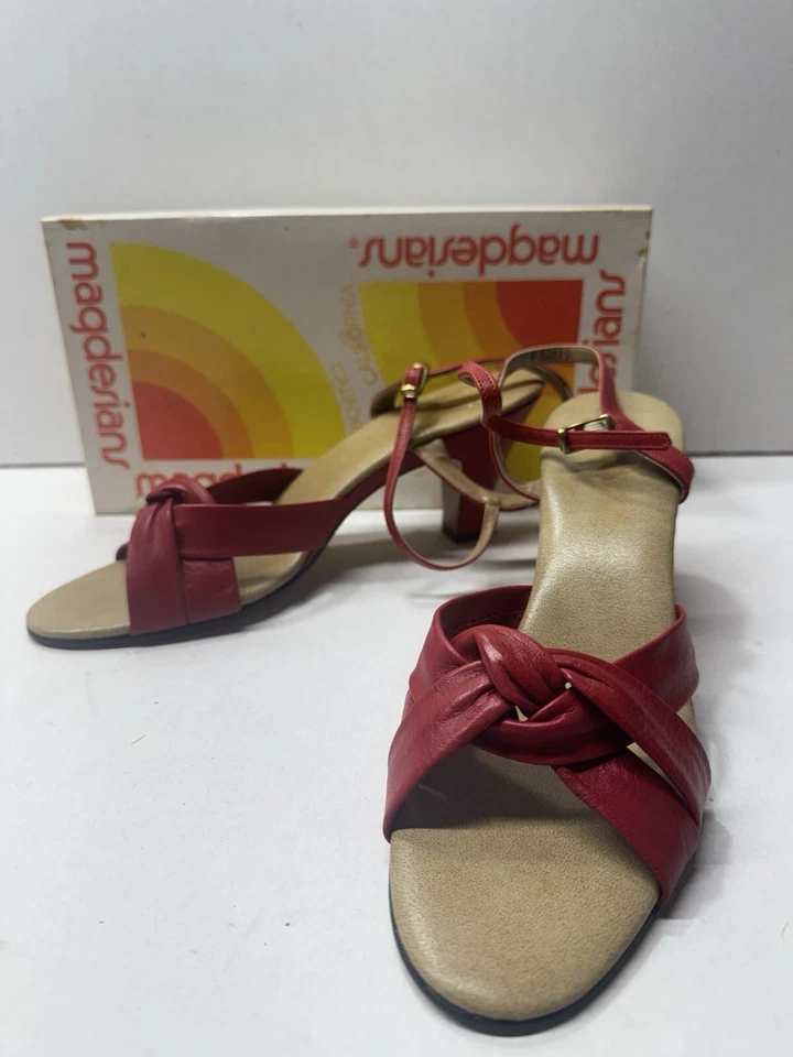 Vintage Magdesians Red Strap Women’s Sandals Size 10  Open Toe - Image 1 of 4