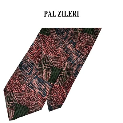 Gravata Pal Zileri - Gravata de seda vermelha azul verde preta padrão geométrico abstrato Itália - Imagem 1 de 4