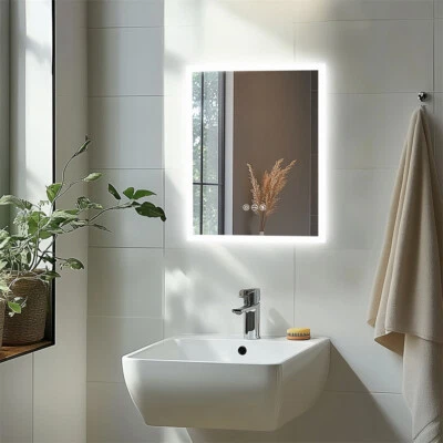 Badespiegel LED Wandspiegel mit Beleuchtung Touch Spiegel 50x40cm klein dimmbar - Bild 1 von 4