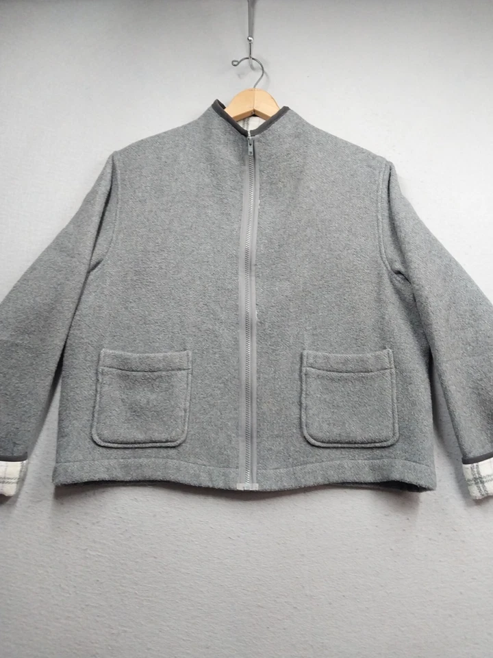 Norton Studio Coat Womens Size Large Gray/ Plaid Full Zip Jacket With Pockets - Image 1 of 4