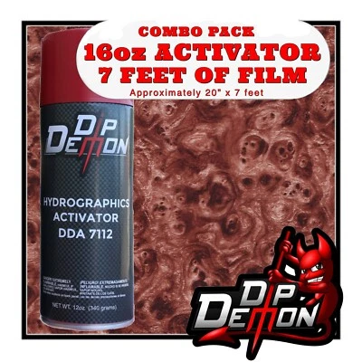 DIP APE 16oz hydrographic film / activator Reddish Brown Burlwood hydro dip wizard