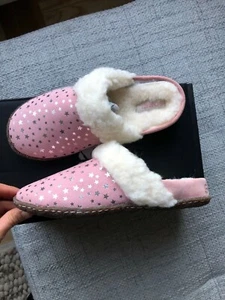 SOREL Youth Nakisha Slide II slipper PINK with stars fluffy warm EUR 37/ US 5 - Picture 1 of 5