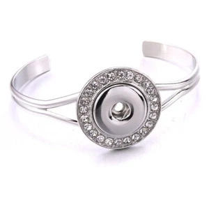 Snap Bracelet Women Jewelry 18mm Button Fit Snaps Silver Charms Metal Bangle Us - Picture 1 of 24