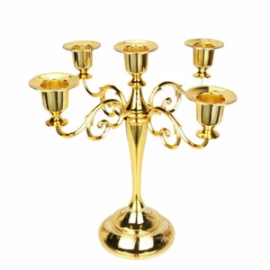 LUXURY Golden Metal Table 3/5-Arm Candle Holder  - Picture 1 of 7