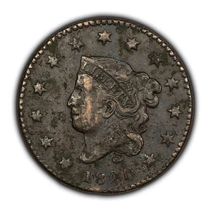 1820 1c Coronet Head Large Cent - Small Date Key Variety - XF/AU - T4441 - Picture 1 of 4