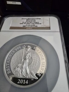 2014 Great Britain S10PND Britannia NGC PF69 5 oz Ag,1st 750 struck, # 640 - Picture 1 of 2