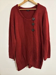 VIOLA Size XXL Women’s Red Knit Cardigan Acrylic Wool Long Sleeve Buttons - Picture 1 of 11