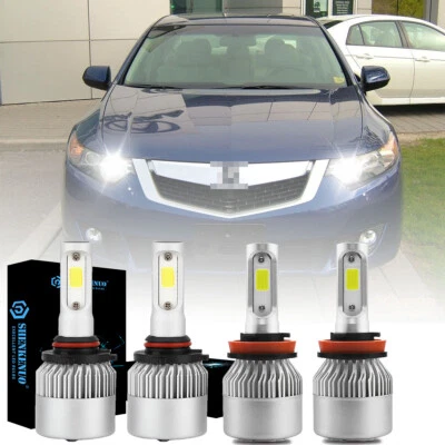 4pcs For Acura TSX 2009-2014 H11+9005 LED Headlight High Low Beam Bulbs 6000K - Image 1 of 4