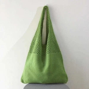 Knitted Shoulder ToteBag Large Crochet Beach Bag Hobo Bag Aesthetic Tote Handbag - Picture 1 of 14