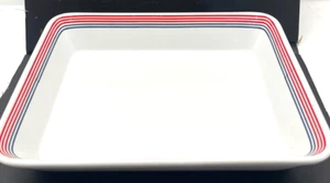 Vtg Copco Country Fine Porcelain 1982 Stripe Rectangle Baking casserole dish 3Qt - Picture 1 of 4