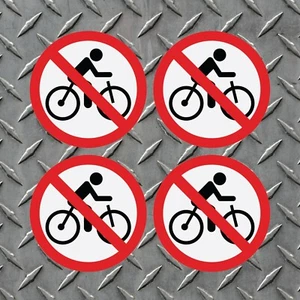 4 Pack NO BICYCLE Window Door Wall stop bike logo 4'' x 4" Round Vinyl Decal - Picture 1 of 1