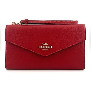 Coach Travel Envelope Wallet Wristlet in 1941 Red Leather C0707 - Picture 1 of 8