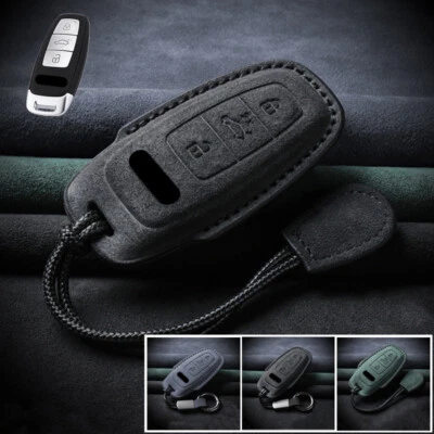 Suede Leather Car Key Fob Case Cover For Audi A3 A6 A7 A8 S8 Q8 E-Tron S3 S6 RS6 - Image 1 of 4