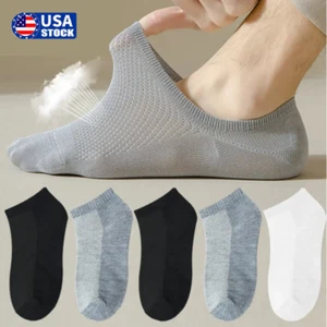 3× Men Bamboo Cotton No Show Socks Low Cut Summer Sport Solid Nonslip Breathable - Picture 1 of 19